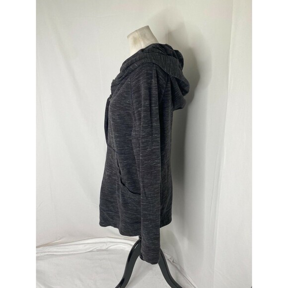 Lululemon Women’s Jacket Grey Black Athletica Hooded Button Sweatshirt Size 6 - Picture 7 of 8